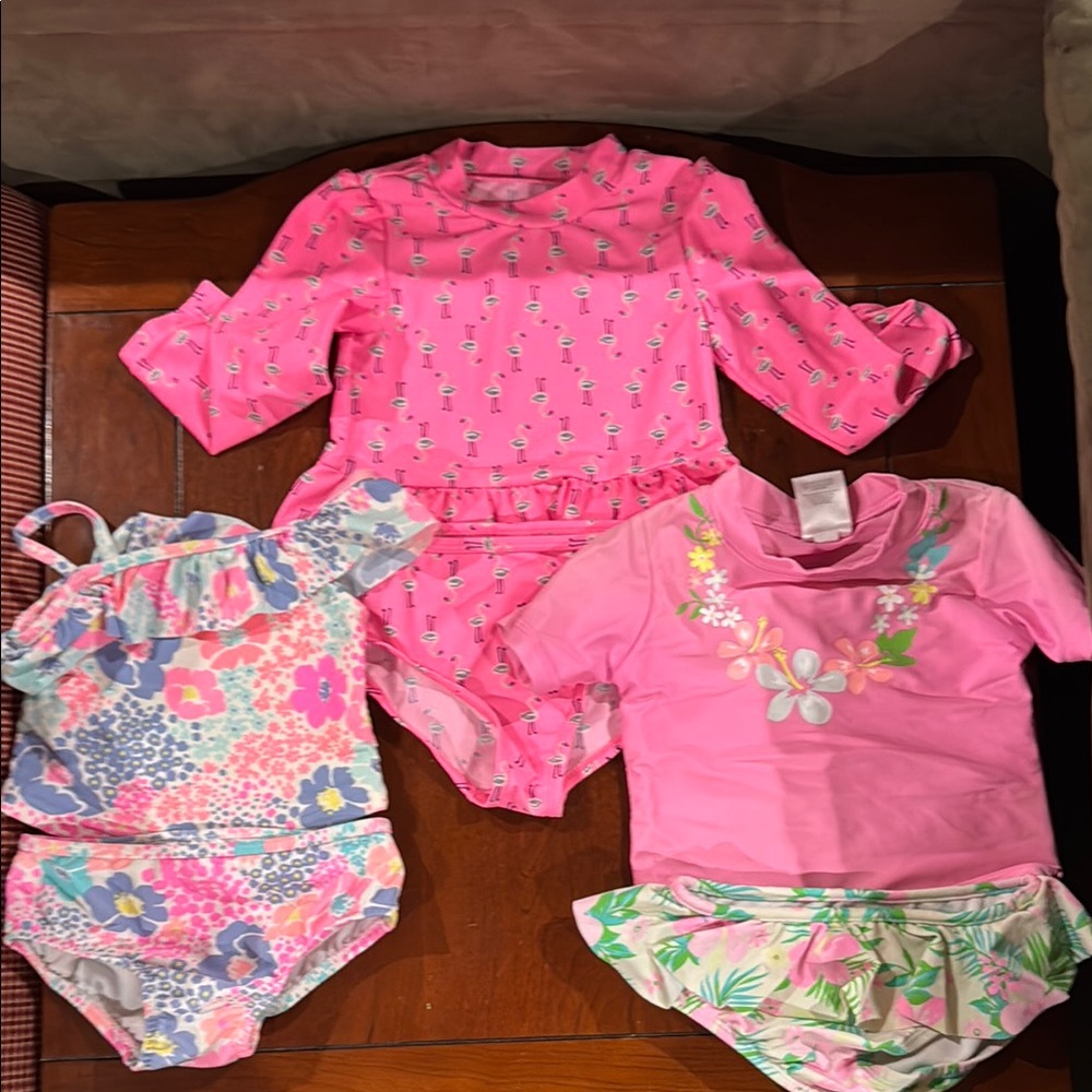 Carters Pink Floral Baby Swimsuit Set